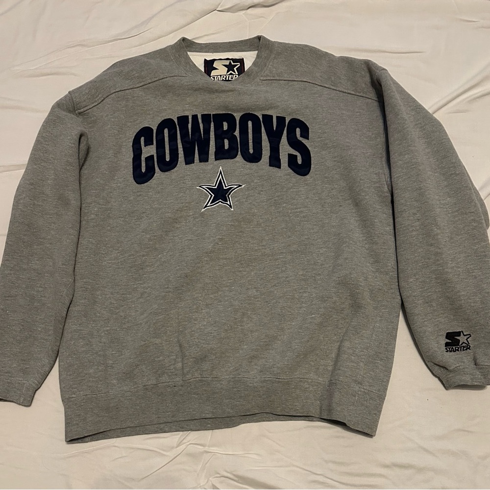 STARTER Gray Cowboys Crewneck Sweater
